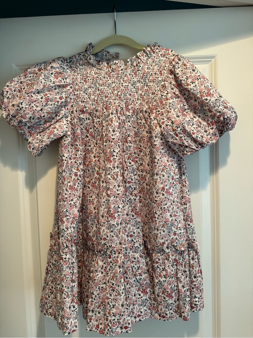 Janie and Jack Floral Smocked Mini Dress in Pink and Green